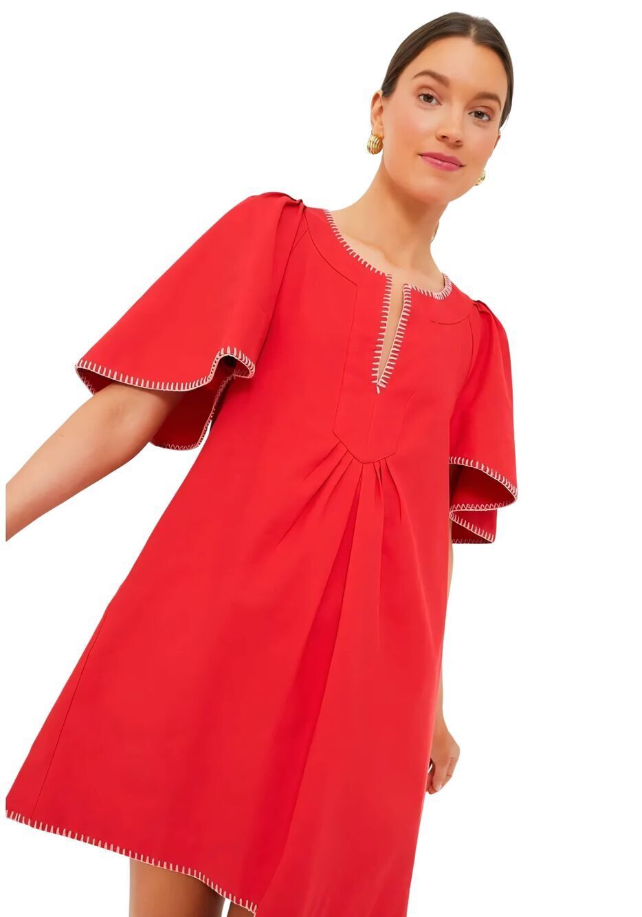 Tuckernuck Pomander Place Finley Flutter Sleeve Mini Dress In Red Sz L